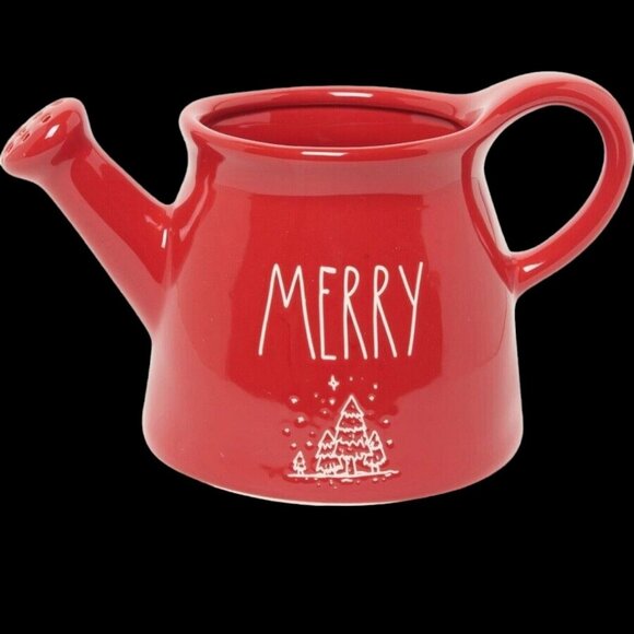 Rae Dunn Ceramic Merry Christmas Wall Clock Watering Can Tea Light Canister  New - Picture 4 of 10